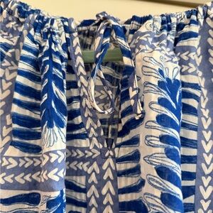 Blue Patterned Off-Shoulder Top